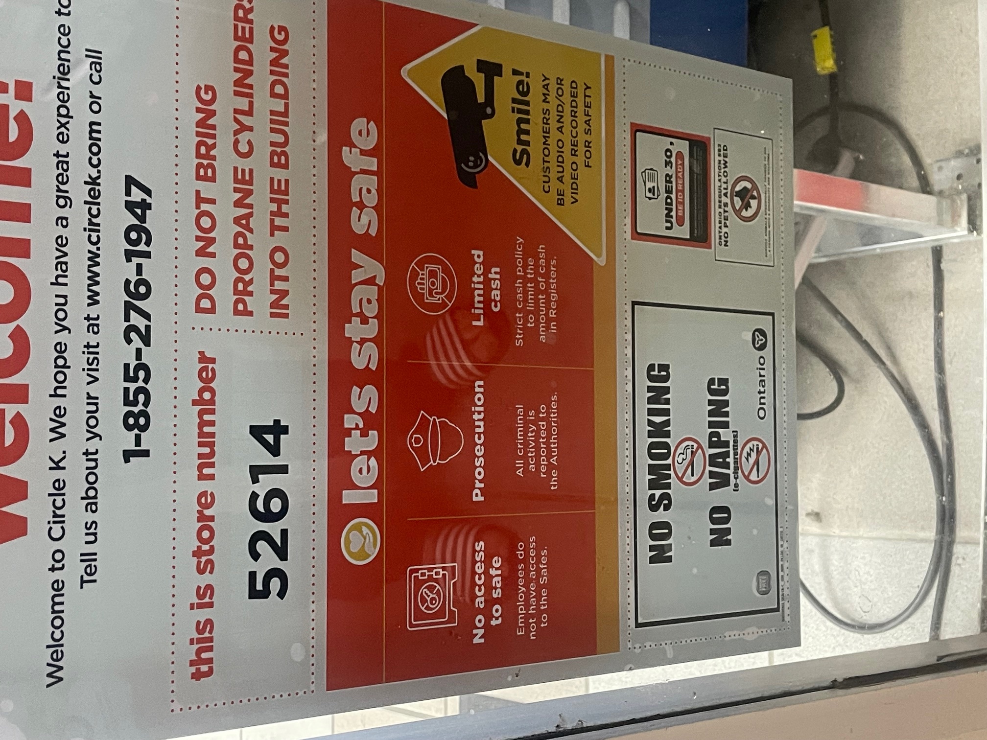 Store number and policy notice